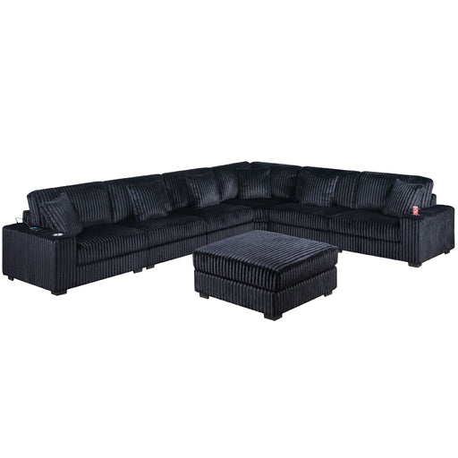 Contemporary Style Modular Sectional Sofa Set With USB, Cup Holder Home Essentials
