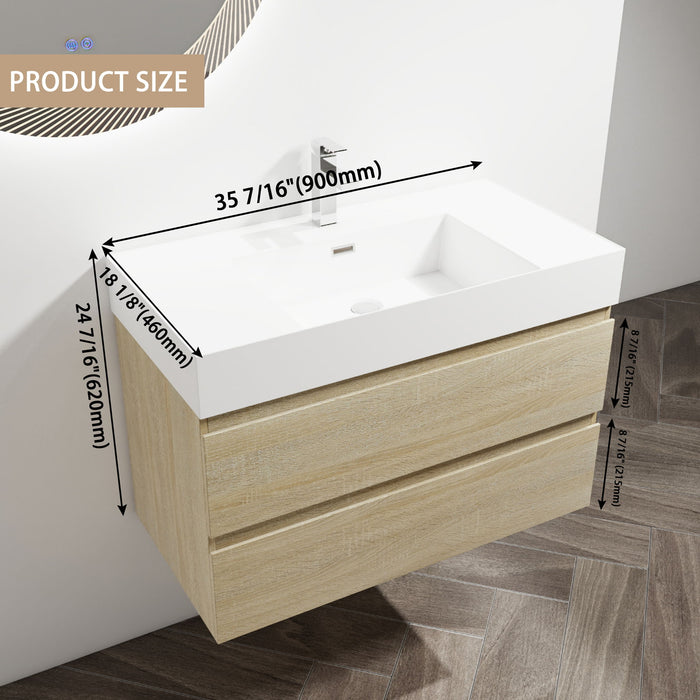 Wall Mounted Bathroom Vanity And Sink, 2 Soft Close Drawers Home Essentials