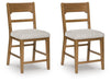 Cabalynn - Upholstered Barstool (Set of 2) - Oatmeal / Light Brown Signature Design by Ashley®