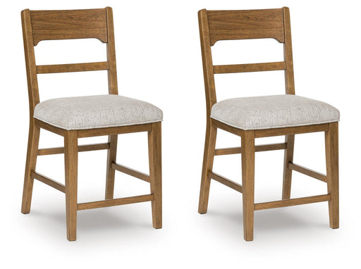 Cabalynn - Upholstered Barstool (Set of 2) - Oatmeal / Light Brown Signature Design by Ashley®
