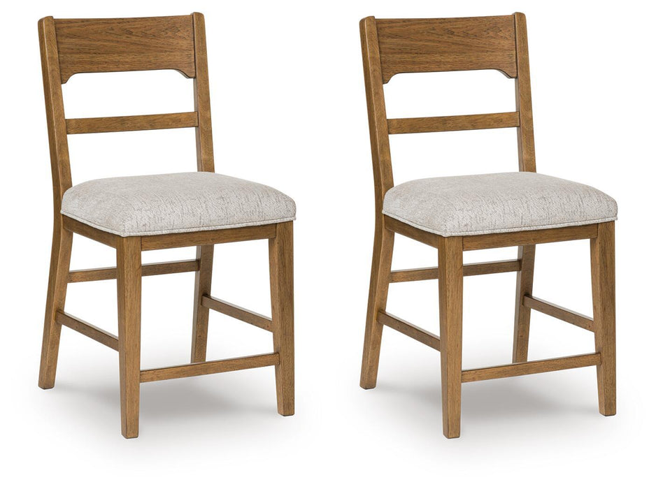 Cabalynn - Upholstered Barstool (Set of 2) - Oatmeal / Light Brown Signature Design by Ashley®