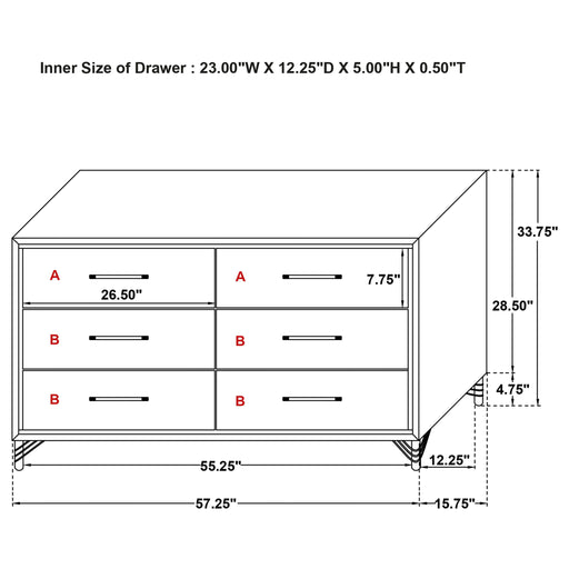 Malcolm - 6 Drawer Dresser Cabinet - Black Furniture Max