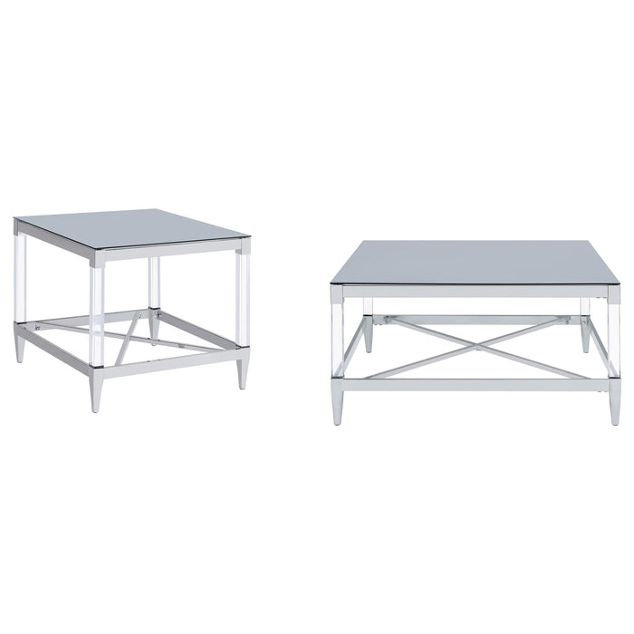 Wallingsford - 2 Piece Square Coffee And End Table Set - Chrome Furniture Max