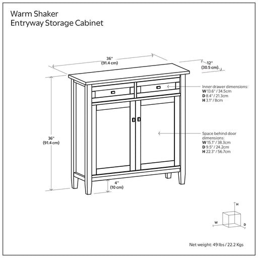Warm Shaker - Entryway Storage Cabinet - Brown Simpli-Home