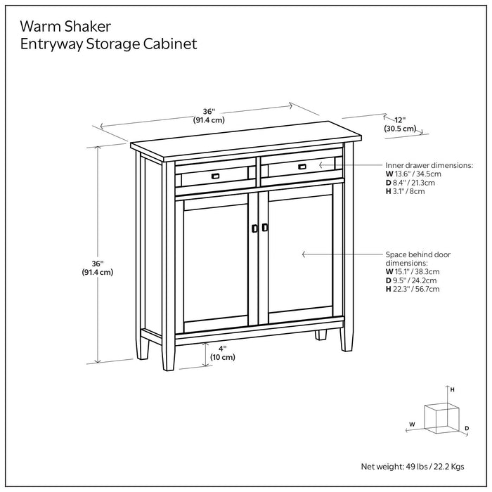 Warm Shaker - Entryway Storage Cabinet - Brown Simpli-Home