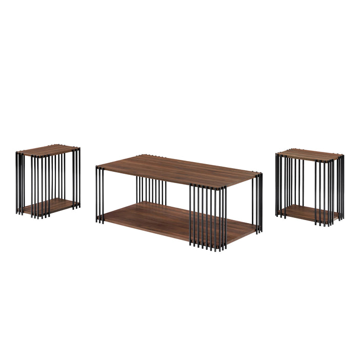 Vertex - Rectangular 3 Piece Occasional Set (1 Coffee & 2 End Tables) - Brown / Black New Classic