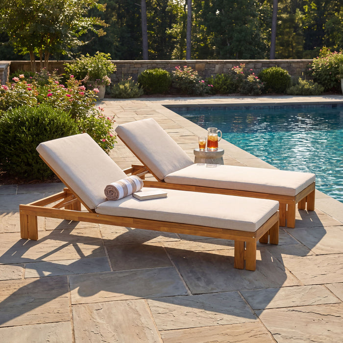 Outdoor Chaise Lounge With 5 Position Adjustable Backrest Noble House