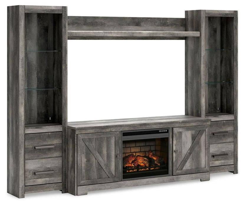 Wynnlow - Entertainment Center - TV Stand With Glass/Stone Fireplace Insert - Gray Signature Design by Ashley®