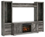 Wynnlow - Entertainment Center - TV Stand With Glass/Stone Fireplace Insert - Gray Signature Design by Ashley®