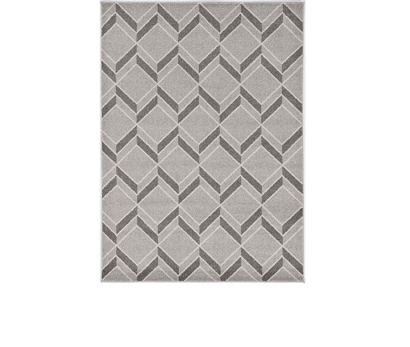 2' X 4' Machine Woven UV Treated Herringbone Illusion Indoor / Outdoor Accent Rug - Gray