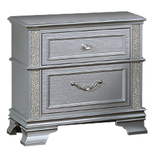 2 Drawers Nightstand With Front Decorative Knobs - Gray Home Essentials