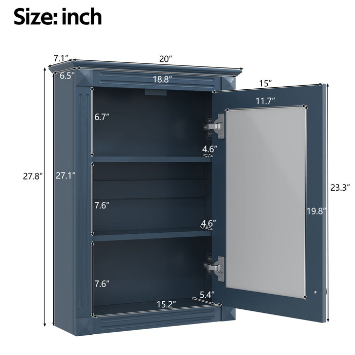 Wall Mounted Bathroom Storage Medicine Cabinet For Over Toilet With Mirror Hearth and Haven