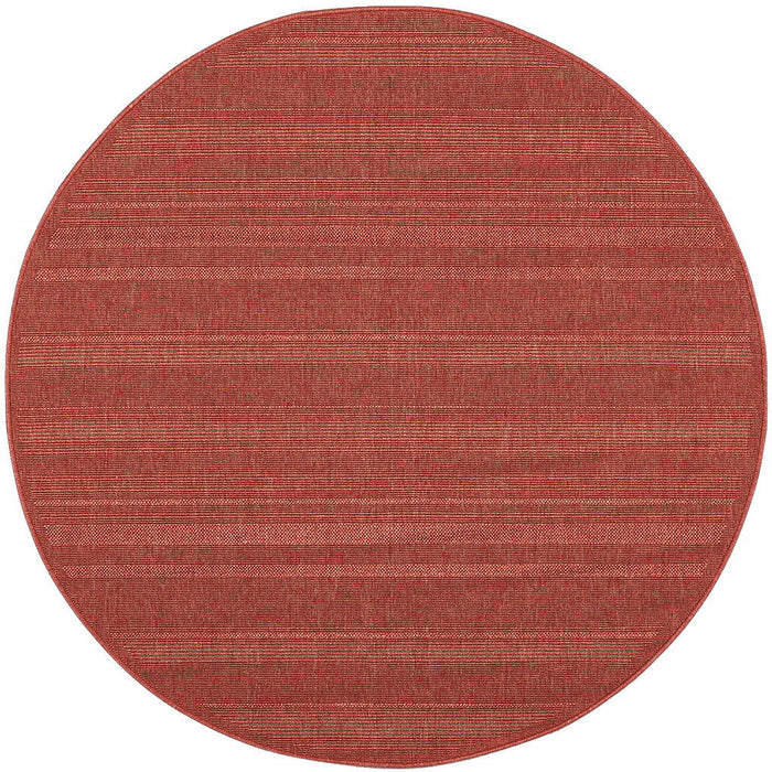 8' X 8' Round Stain Resistant Indoor / Outdoor Area Rug - Red