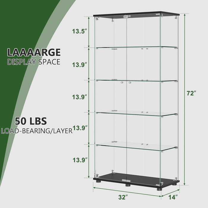 Display Cabinet With Shelf Double Doors And Lock Home Essentials