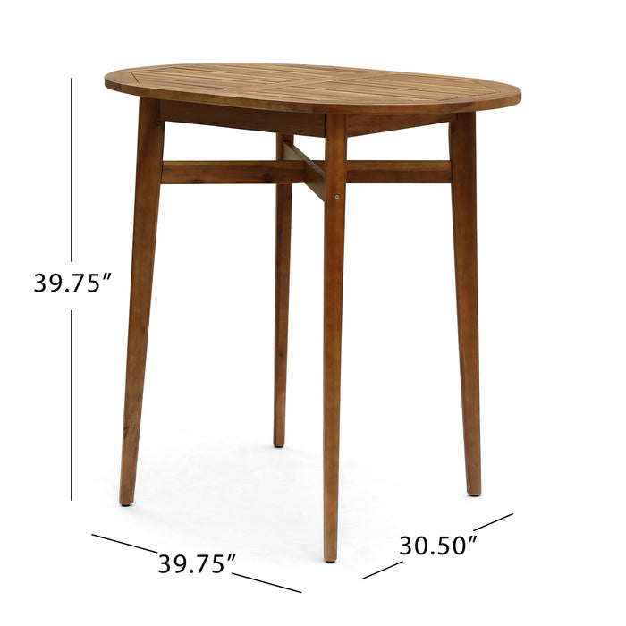 Outdoor Acacia Wood Bar Table With Slat Top