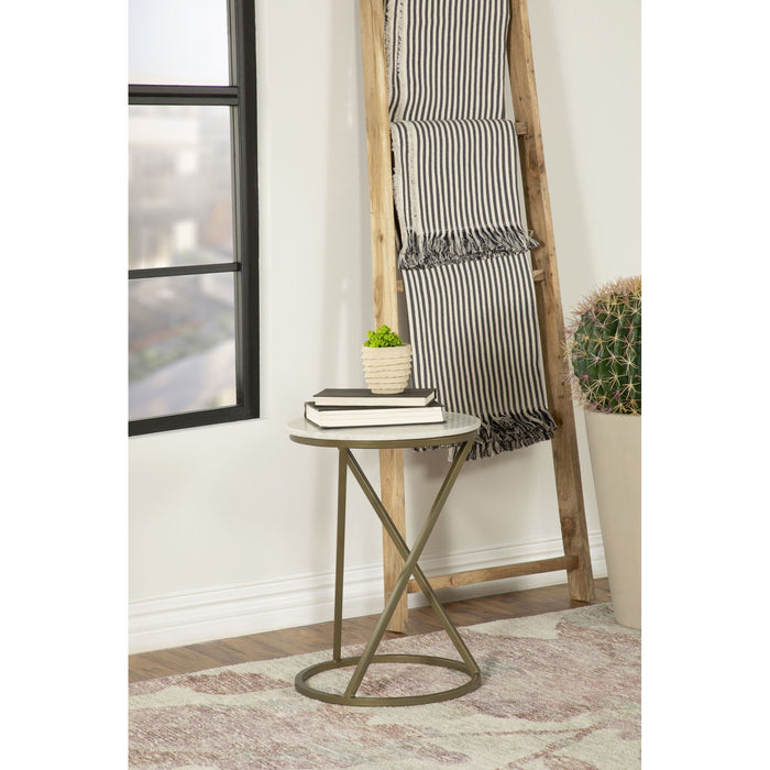 Balboa - Round Accent Side Table With Sculptural Base - White Furniture Max