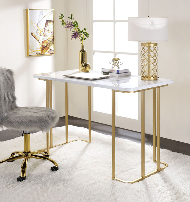 Estie - Vanity Desk (Same 93102) - White & Gold ACME