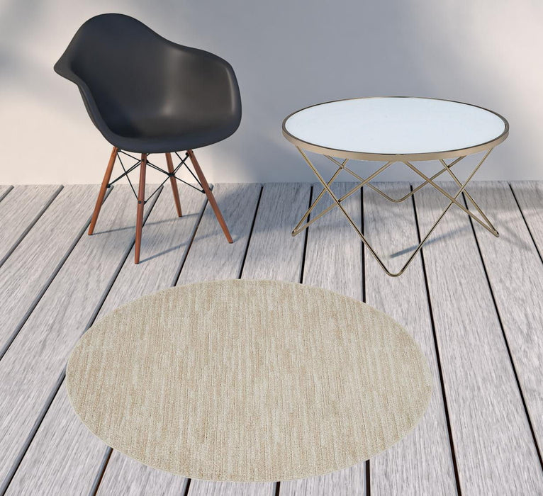 4' X 4' Round Non Skid Indoor / Outdoor Area Rug - Ivory / Beige