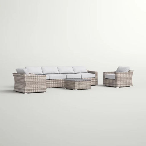 6 Person All Weather Sectional Seating Group With Cushions - Gray Mix LSI Patio Furniture