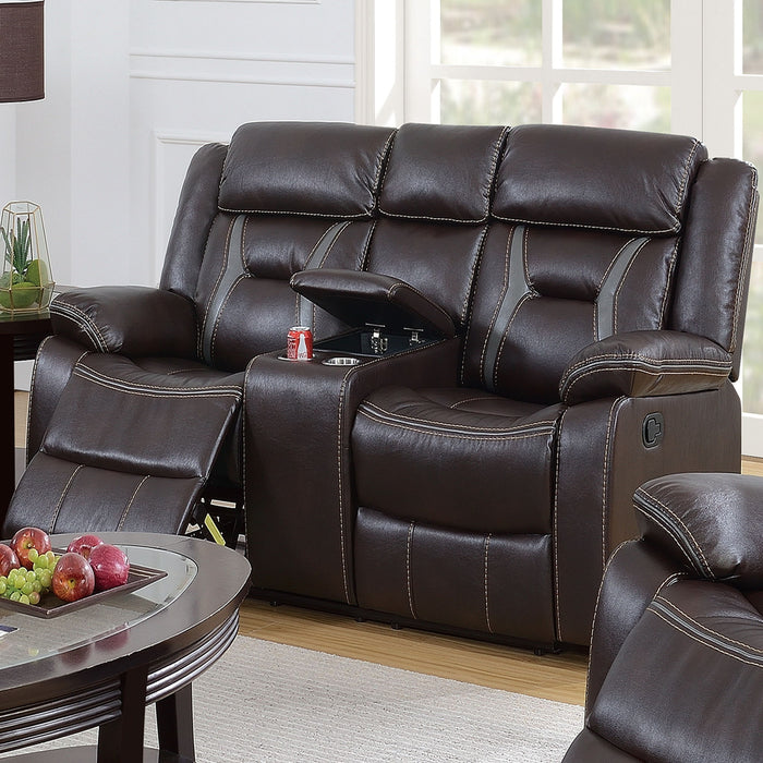 Modern Reclining Loveseat With Console, Cup Holders, Storage Home Essentials