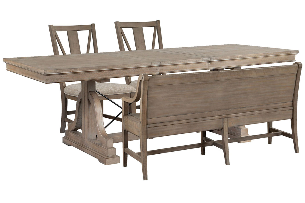 Paxton Place - Extendable Trestle Dining Table Set Magnussen Furniture