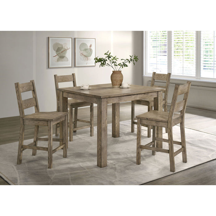 Cressley - 5 Piece Counter Height Dining Set With Ladder Back Chairs - Light Oak Furniture Max
