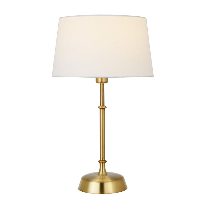 14" x 14" x 24" Metal Table Lamp With White Drum Shade - Brass
