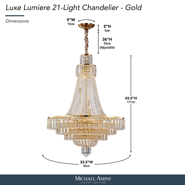 Michael Amini Lighting - Luxe Lumiere 21-Light Crystal Chandelier - Gold Michael Amini