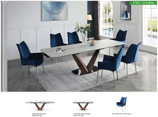 9188 - Dining Table With Extensions - White Extravaganza Collection
