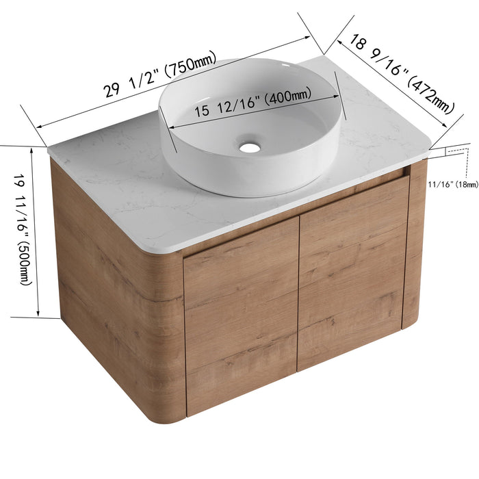 Wall Mounted Bathroom Vanity & Art Sink & 1 Soft Close Door Home Essentials