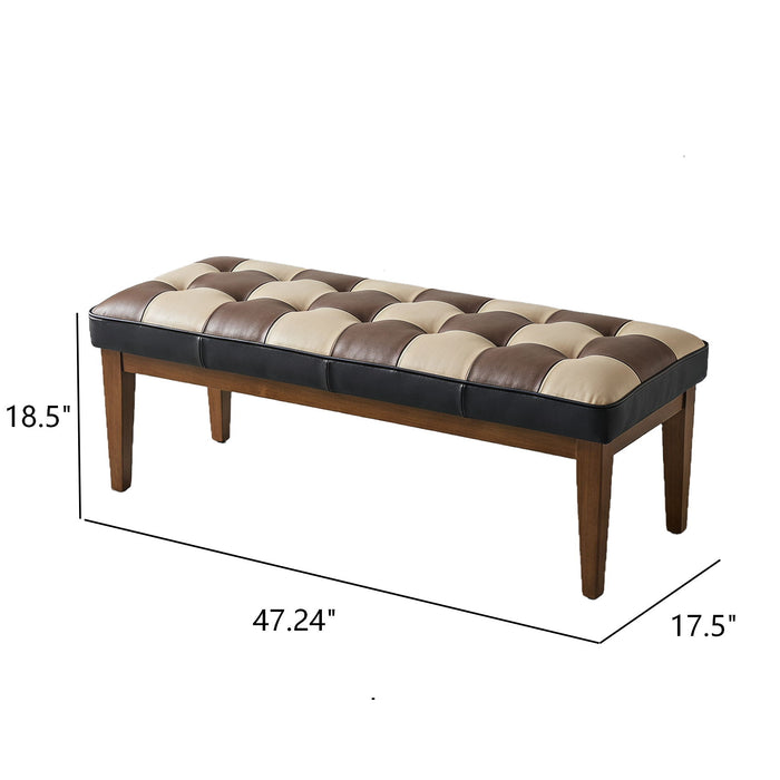Checkered Bench For Entryway - Black / Brown / Cream Home Essentials