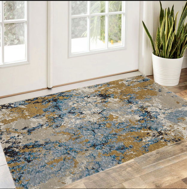 1.9' x 3.3' Abstract Power Loom Area Rug - Dark Gray And Ivory