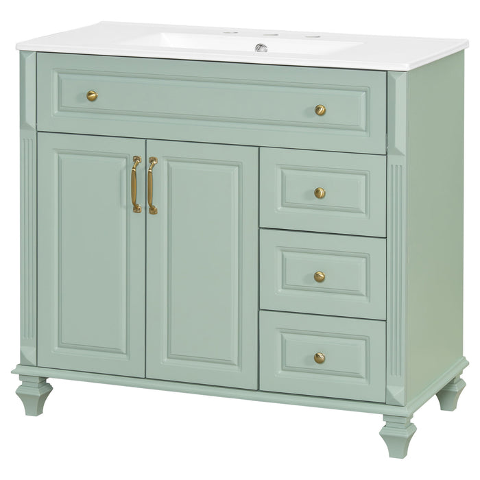 Modern Bathroom Vanity With Sink, 3 Drawers & 2 Doors Hearth and Haven