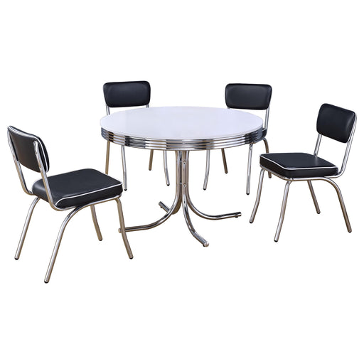 Marla - 5 Piece Dining Set With Round Table And Upholstered Chairs - White Furniture Max