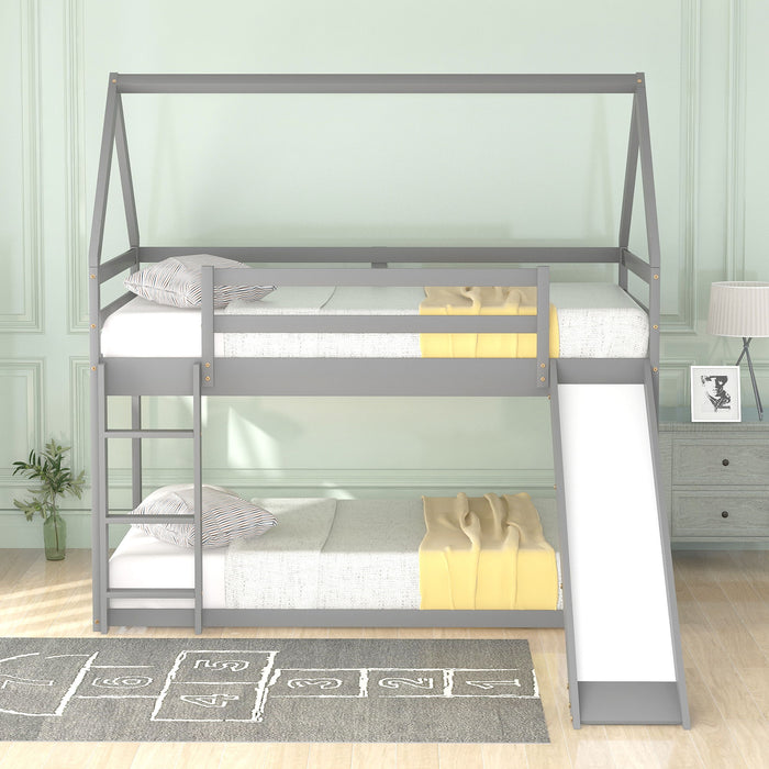 House Shape Bunk Bed With Slide And Ladder Hearth and Haven