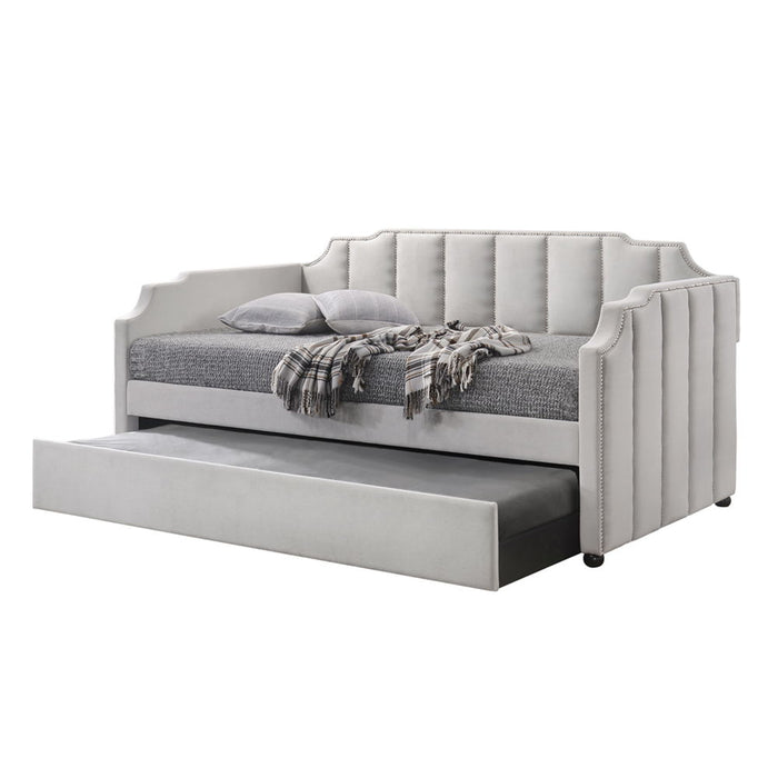 Peridot - Twin Daybed With Trundle - Dove Gray Velvet