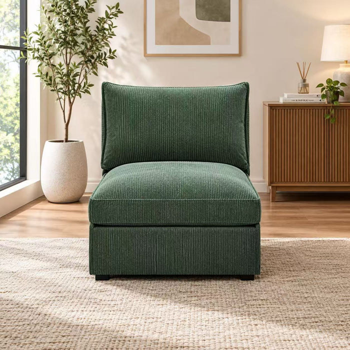 Armless Chair With Design For Living Room - Dark Green Home Essentials