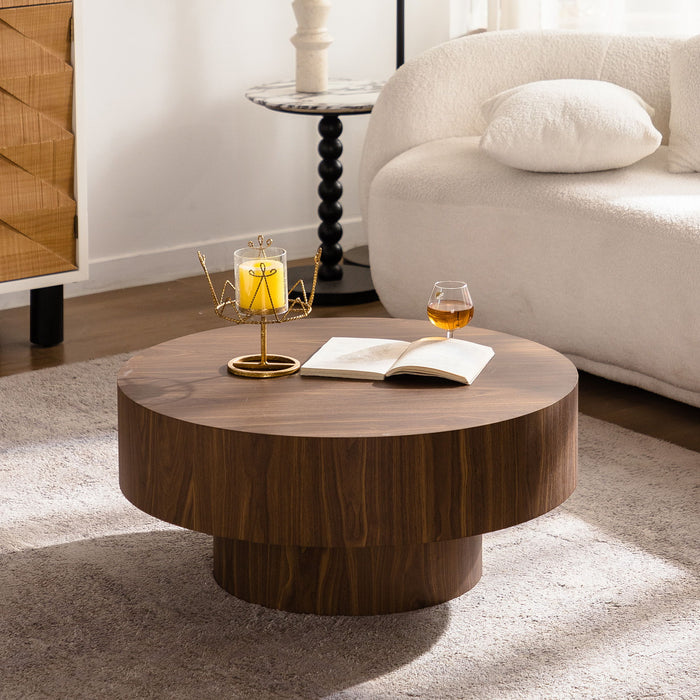 Round Coffee Table For Living Room - Walnut Home Essentials