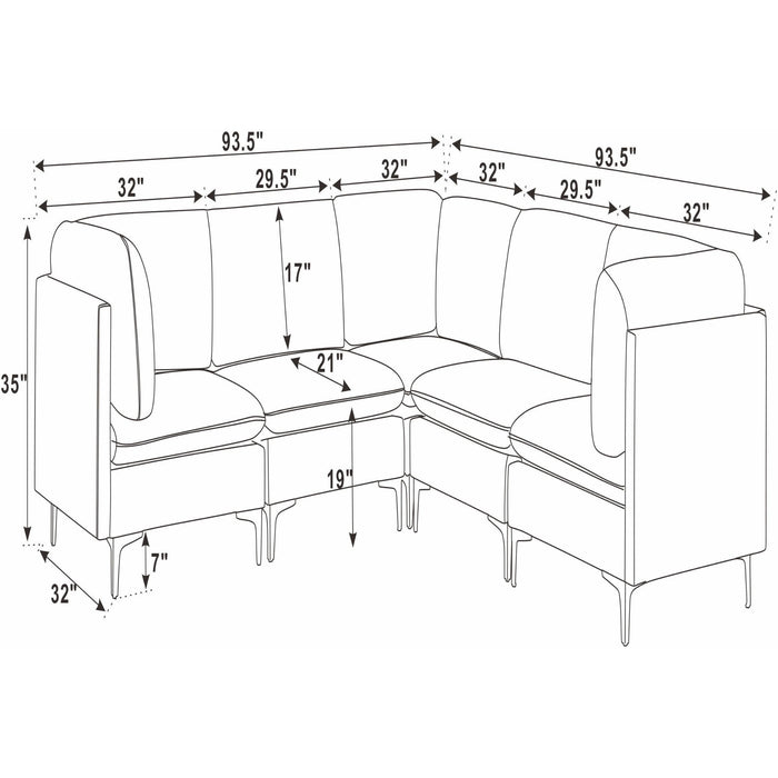 Upholstered Modular Sectional With Tall Legs Home Essentials