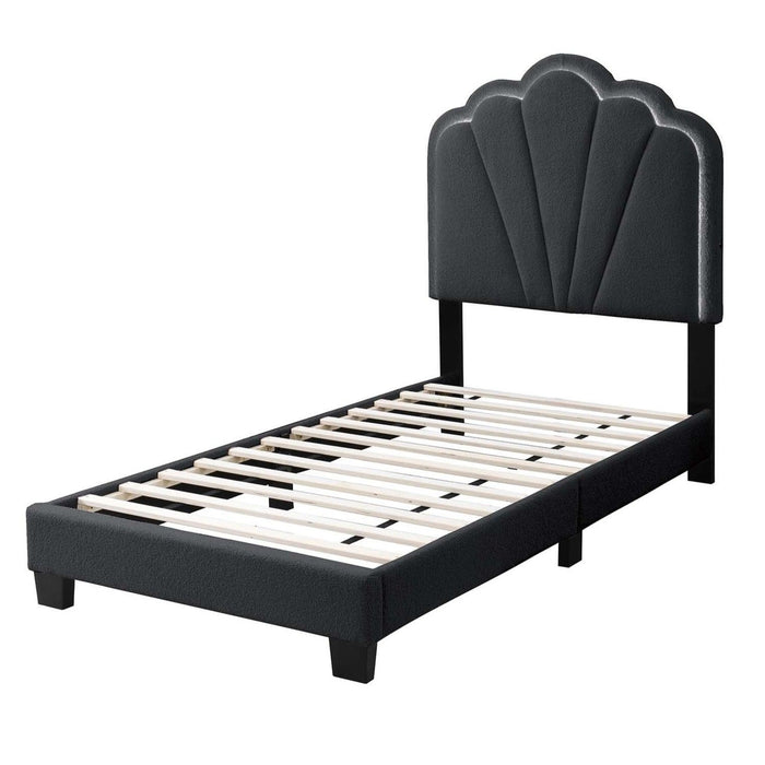 Bed With Floral Design Headboard And Built In LED Lighting Home Essentials