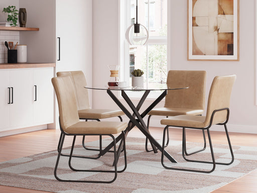 Pharwynn - 5 Pc. - Dining Room Table, 4 Side Chair - Black Signature Design by Ashley®