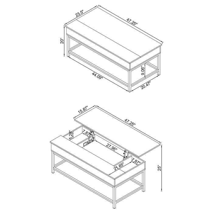 Lift Top Coffee Table With Adjustable Height - Brown Furniture Max