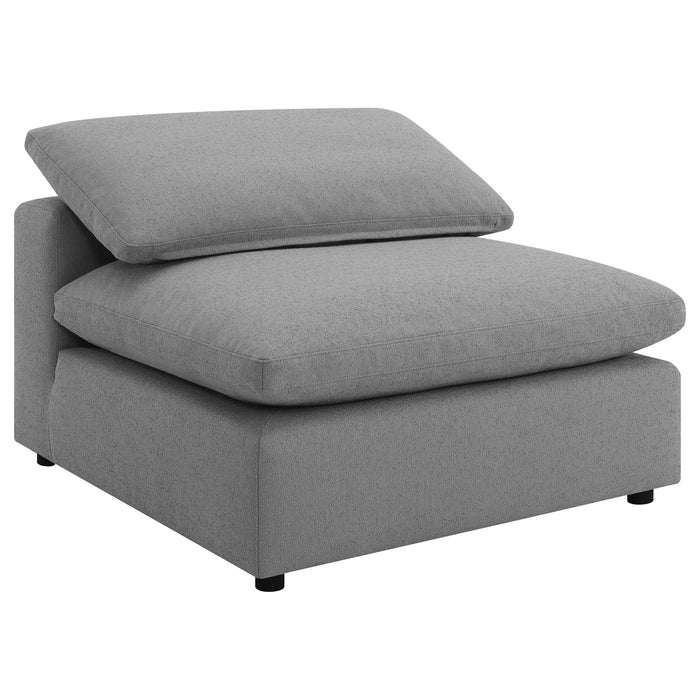 Segoura - Upholstered Armless Chair With Pillow Back, Living Room - Gray
