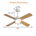 42" Ceiling Fan With Light And Memory Function, DC Reversible Motor, 4 Blades Daily Nest