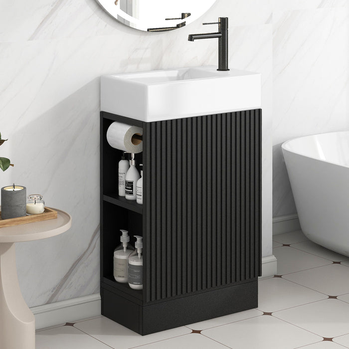 Modern Bathroom Vanity With Sink And 2 Tier Shelf Hearth and Haven