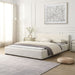 Queen Bed Wide Edge With Soft Upholstery - Beige Noble House