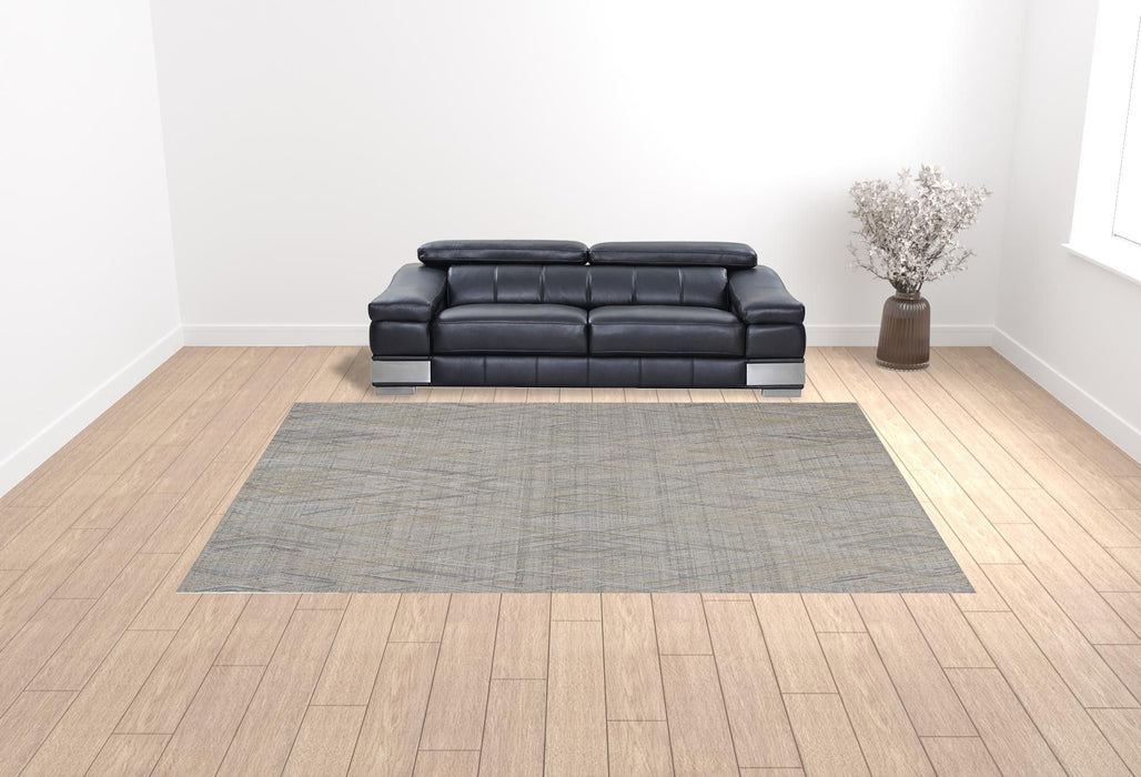 Abstract Hand Woven Area Rug - Gray Dark And Ivory - 10' X 14'