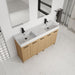 Double Sink Bathroom Vanity With Extra Large Storage, Integrated Sink, Freestanding Cabinet, Soft Close Doors - Glossy White / Light Oak Home Essentials