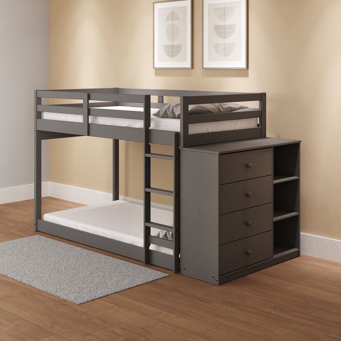 Gaston - Bunk Bed Twin Over Twin With 4 Drawers & 3 Compartments - Gray Acme