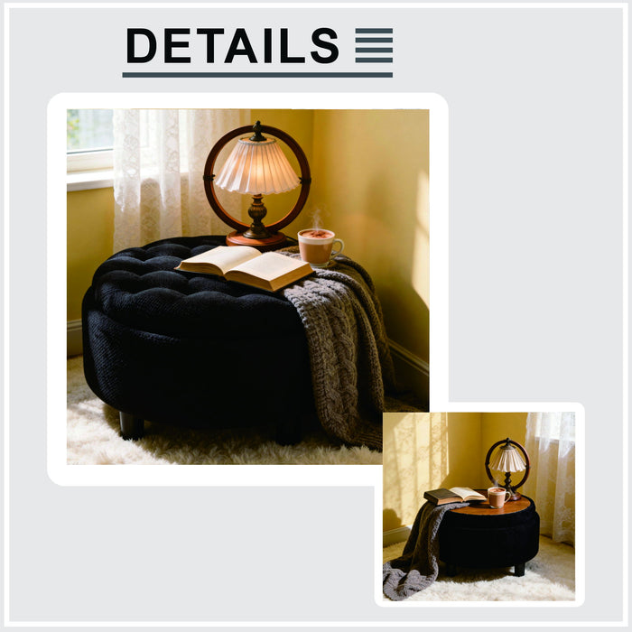 Storage Round Footstool Table Ottoman Home Essentials